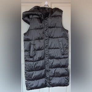Bellivera Women Long Diamond Quilted Windproof Vest with Hood